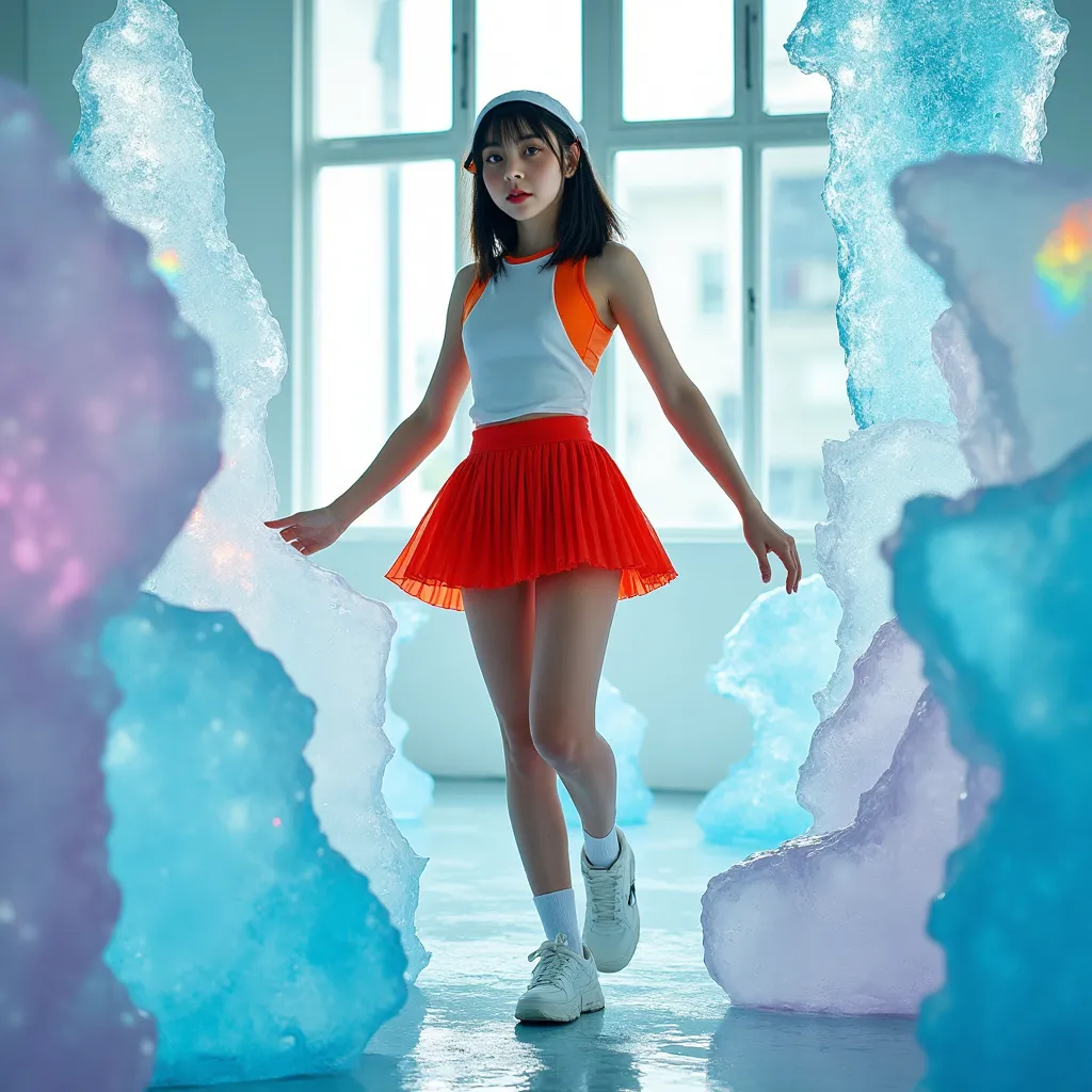 Rodeado de cubos de hielo de colores