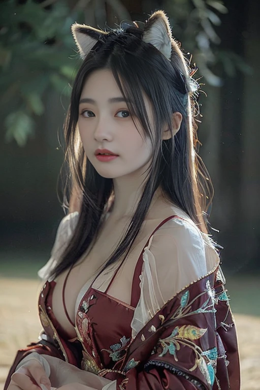 ((Best Quality, 8k, Masterpiece: 1.3)), Focus: 1.2, Perfect Body Beauty: 1.4, Buttocks: 1.2, ((Layered Haircut)), (Wet Clothes: 1.1), (Rain, Street:1.3), (Breasts: 1.2), (Hanfu: 1.2), Bare Shoulders, Bare Legs, Highly Detailed Face and Skin Texture, Fine Eyes, Double Eyelids, Whitened Skin, Long Hair, (Shut Up: 1.5), (Bokeh Background: 1.5), Big Breasts