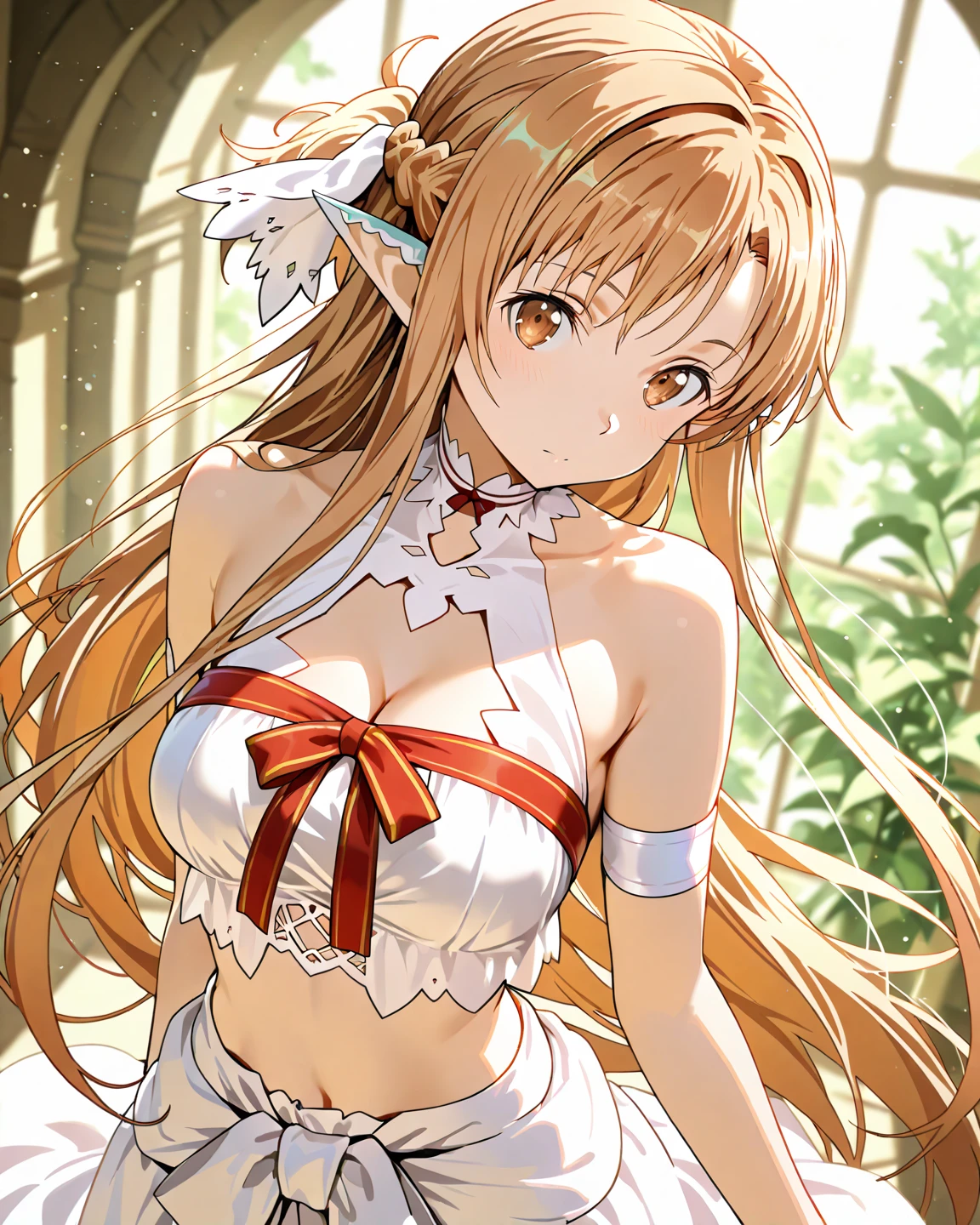 1girl, arcueid brunestud, red eyes, blonde hair, solo, breasts, evil smile, arcueid