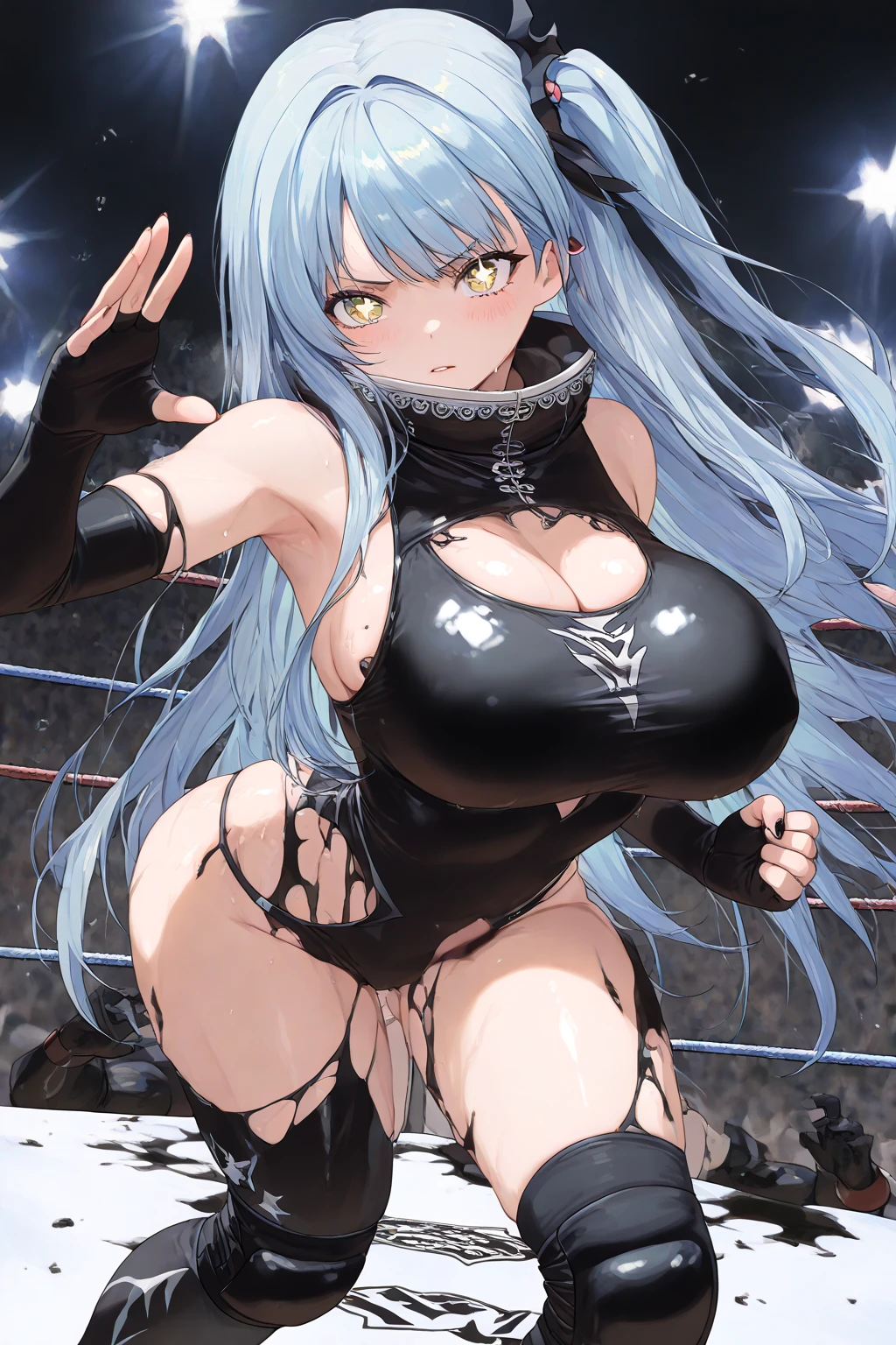 (highest quality :1.3), (masterpiece :1.3), super アニメ調の写真 detailed face, fine eyes, double eyelid,(( Dancing on stage Lots of lighting Many male spectators)) Beautiful woman with an attractive body (chest :1.2), silver hair clear image 16Kのmasterpiece Administrator (Administrator) / Quinella detailed body shiny skin detailed face cheeks are red Estrus droopy eyes Tears are flowing Drool trembling Pee Fluids flowing from the vagina to the thighs very thick pubic hair white skin crowd Head decoration smile Model Stそしてing Pose Only 5 fingers Estrus smile)) stick out tongue dark armpit hair detailed feet detailed thighs one girl 超詳細なchest One hそして on your waist spread your legs A transparent dress that shows off your body line ride a triangular horse Both hands are restrained above