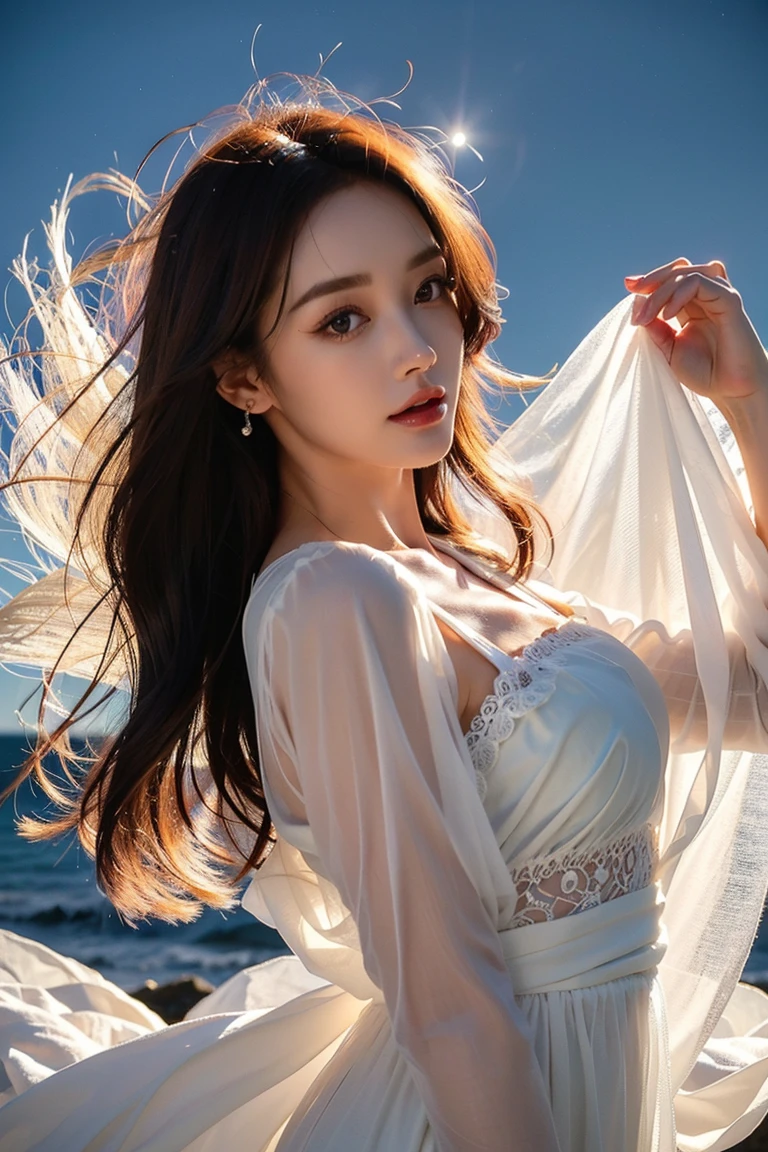 Holding a large see-through stole with pale pink floral pattern with both hands、Swaying in the wind。dark color、shackle、Halter Neck Bodysuit、Rubber Suit Corset、garterbelts、Upper eye、light-colored skin and loose navel skin,,,,,,,,,,,,,,,,,,,,,,,,,,,,,,。Skirt flutters in the wind and spreads。Dynamic Posing。Dancing Poses。
Loose clothing shows shoulders。Very beautiful girl at 19 years old。
Hair swaying in the wind。 masutepiece、Best Photoreal、portlate、Sheer clothing、wetted skin、Wet hair、Sexy look、Functional、Bewitching、Clothes with an open back、Oblique composition、Waterfall in the forest、Big hair ornament、Medium chest、Navel Ejection、Shiny knee-high socks、Bold open chest clothes、、hair adornments、