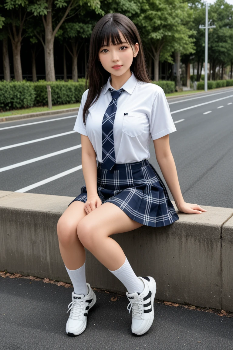 surrealistic、top-quality、 超A high resolution、Nikon Z 85mm、({(Raw foto:1.2)})natural soft light、profetional lighting、Look at viewers,
realisitic、Super live-action、Photorealsitic、The crotch is visible、{frontage、Angle from below}
({{Hands are out of the angle of view}})portlate、Cute High School Girl、Uniform miniskirt、Cute sailor suit、Sailor suit skirt、Dark blue skirt、((accurate hands without incongruity))
Both legs are bent、The toes are on the ground、The legs are spread in an M shape and the panties are visible.、Delicate thighs visible from the front、
Japan schoolgirl uniform、White panties visible from uniform miniskirt、(Panchira)Uniform miniskirt、Perfect raw legs、delicate legs、
perfectly proportions、A sexy、Chest visible、
Squatting deep in the city、Show your pants around town、
ulzzang -6500-v1.1, Well-formed face、perfectly proportions、Well-formed fingertips、
Cute High School Girl、 Beautiful face in every detail、Realistic human skin、Provocative facial expressions、Semi-long、Smooth hair、de pele branca、light skinned、 (hyperdetailed face、(very detailed lips、{round and detailed eyes}二重まぶた、Moist eyes、{Very delicate eyebrows})) (Strong-minded、(childish、pure、Attractive woman、charmed、glamor、Victory、Cheeky、glad、kawaii、Good aroma、))