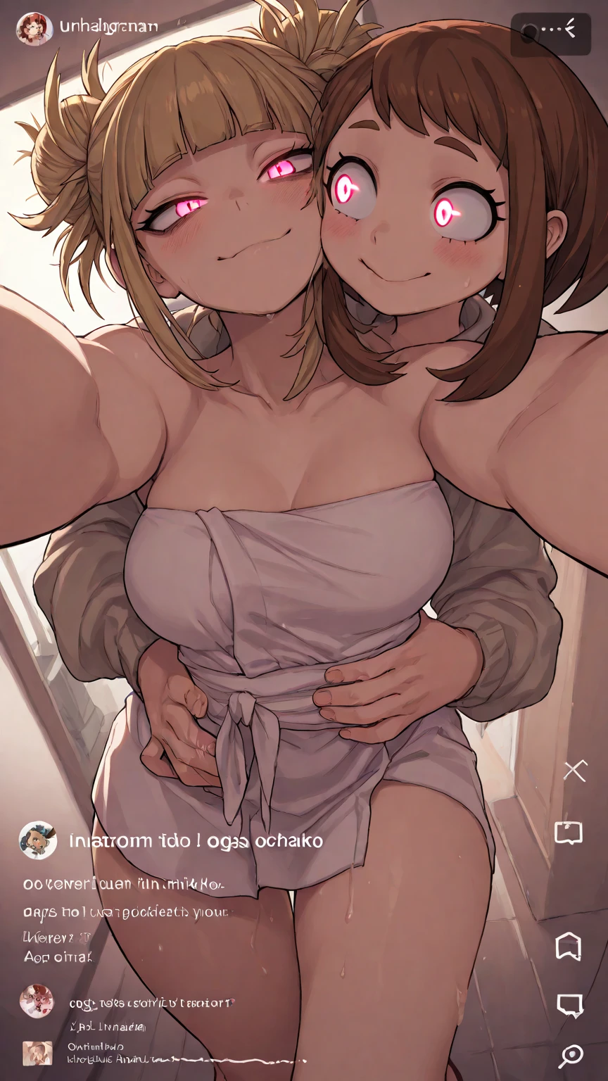 Film movie still, realistic, ((2girls)), (A detailed face), (Detailed skin), The details are complex, Shallow depth of field, [volume fog], movie lighting, Reflectors, a Canon EOS R5, 50mm lens, f / 2.8, SFW, shot at 8k resolution, school, (((Himawari hugging Sarada from behind, fingering your vagina, breast grab)));

Naked body, full body, slim body, sexy body, medium ass, ((Sarada)), ((12 years old, black hair, short hair, black eyes, hair clip)), seductive look, excited, seductive smile, large breasts, nipples, nude shoulders, happy, standing, pussy, ((pale-skinned)), bracelet, necklace, earings, ((black hairband)), ((fingering vagina)).

Naked body, full body, slim body, sexy body, medium ass, ((Himawari)), ((12 years old, short hair, blue hair, Blue eyes)), seductive look, excited, seductive smile, large breasts, nipples, nude shoulders, standing, pussy, sexy pose, ((pale-skinned)), bracelet, necklace, ((white hairband)), happy
