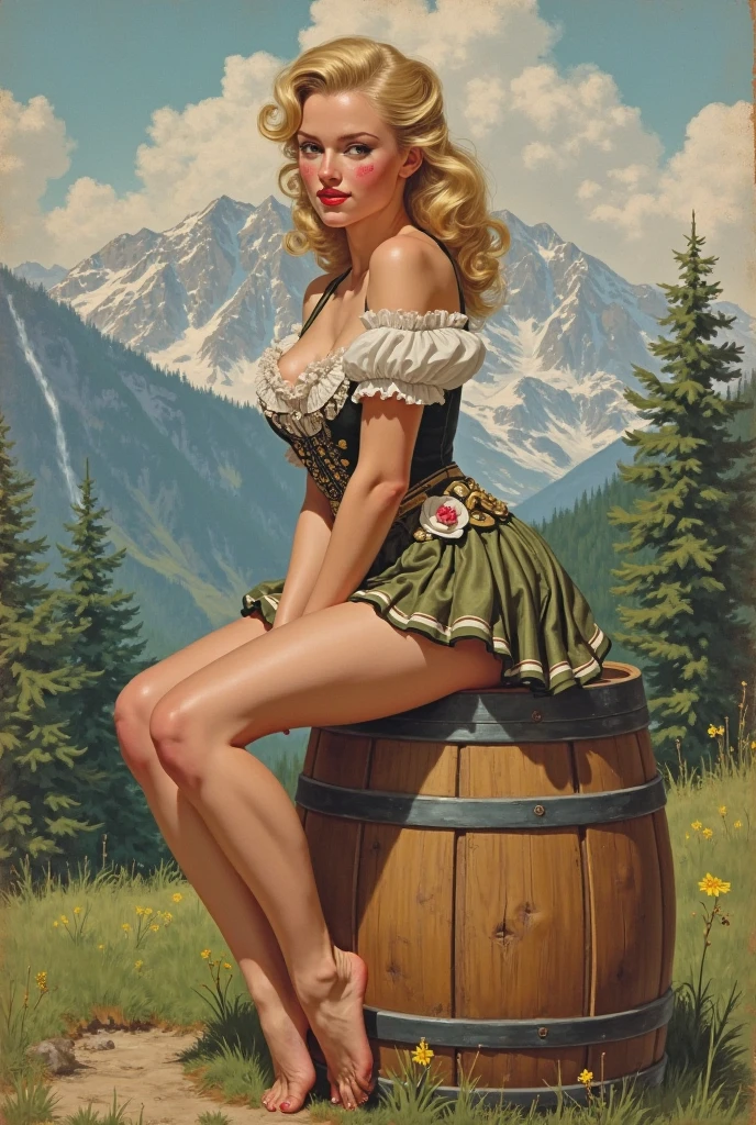 NSFW, photoRealistisch, beautiful Gesicht, (Meisterwerk:1.4), (best quality:1.4), extremely detailliert, hyper-detailliert, Sanfte Beleuchtung, 38 Jahre alt, beautiful pinup woman from the 50s, Late thirties, schwingt auf einer Schaukel, beautiful smile, ((only wearing a red pinafore dress on voll nude Body)), Her dress has slipped down and shows her breasts, perfekt Body, vollbusig, perfekt legs, kompliziert details, Meisterwerk, best quality, uhd, 8k, ((schlichter Hintergrund:1.3)), rasierter Schambereich, Big , sagging breasts, lange harte Brustwarzen, kurzer blonder Haarknoten mit Schleife im Haar, rasierter Schambereich, (perfekt_Gesicht), kompliziert, 4k, detailliert_Hintergrund, voll_Body, Realistisch, 8k, sexy, very cheeky smile, frecher Gesichtsausdruck
