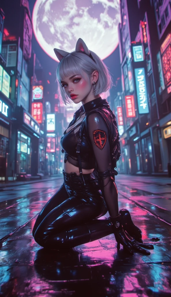 (masterpiece),(best quality),(ultra-detailed), (full body:1.2), 1 girl, small body, small breasts,
lucy \(cyberpunk\), solo,  volumetric light, perfect lighting, white hair_1.4and blue hair_1.1andpink hair_ 1.1, short hair, detailed background, black bodysuit, white jacket, red lips, 
squatting, spread legs, city street, wet, raining,  (robot joints:0.5), mechanical parts, science fiction, cowboy shot, sharp focus, red light, (nighttime, night, darkness:1.3), street lamps, dirty ground, litter, 
seductive posture, smile, :), 
(beautiful detailed face), (beautiful detailed eyes),
 <lora:lucy_(cyberpunk)_v10:0.8>