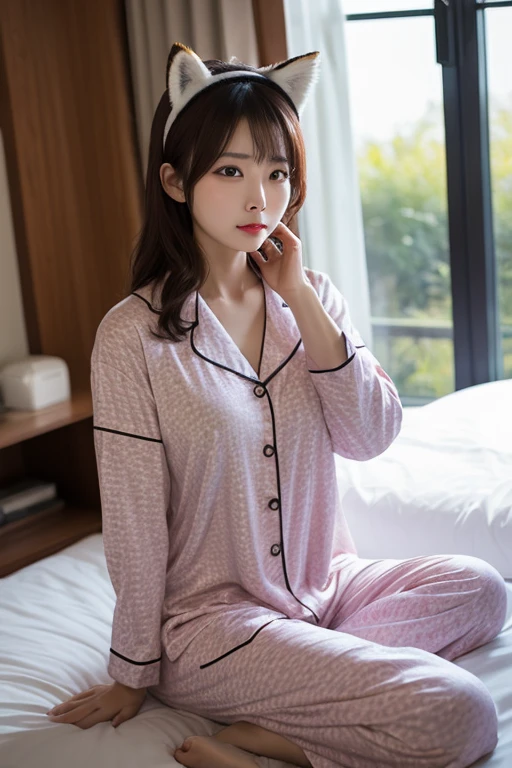 Cute 20 year old woman, Cute face like a 15-year-old idol Gentle and cute Laugh gently pajamas pajamasからUnderwear is visible Underwear is visible Large hotel terrace RAW Photos Genuine Ultra-realistic High resolution RAW Photos