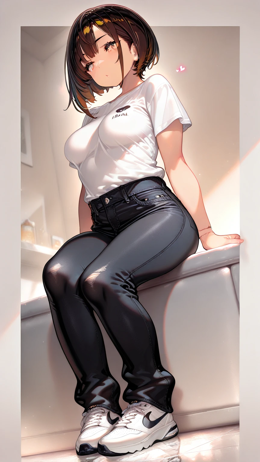 High detail, high quality, wet t shirt, full body, on her knees