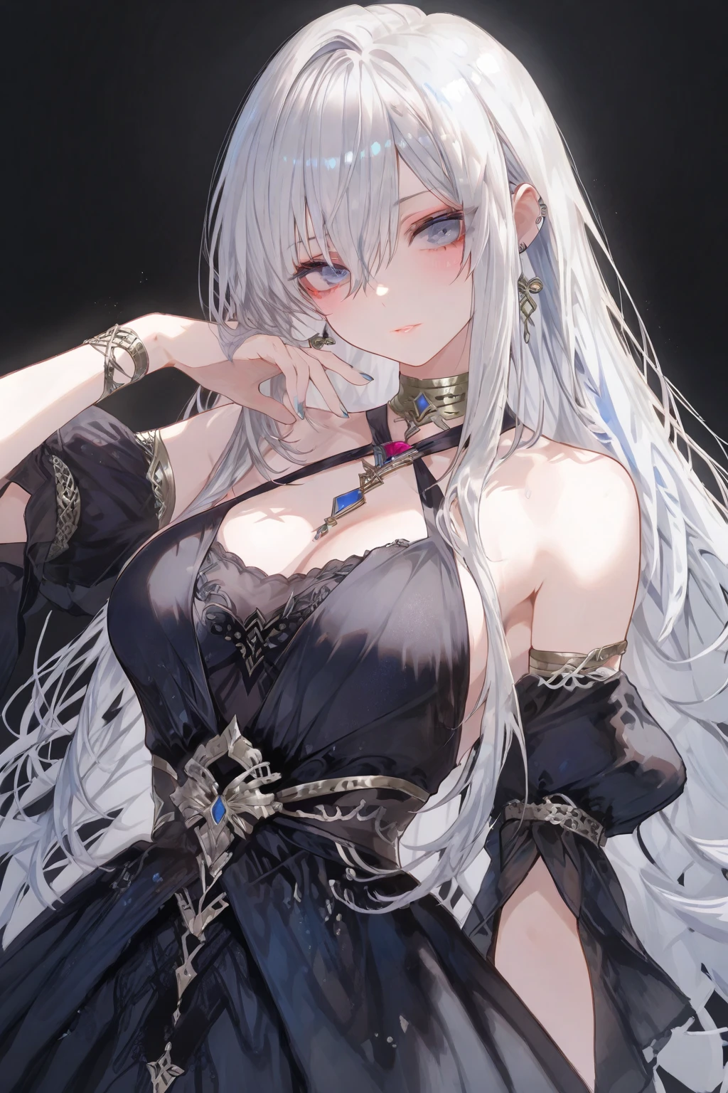 (((nsfw:1.0))),Large Breasts,Small waist,(From above:1.3),(From the side:0.8), ((face)), (close:0.9),8k, 4K, highest quality, (High resolution: 1.2), (amazing, Realistic, Photorealistic: 1.4), 18 year old girl、Beautiful face, She is smiling、(masterpiece, highest quality), Beautiful woman, Wizard Bikini Armor, gloves, Thigh-high boots, Wavy long hair, Asymmetrical bangs, Perfect face, Beautiful face, Charm, Big and beautiful eyes, strict, Perfect slim fit body, Mysterious Forest, Excellent lighting, Bright colors,Tight waist,(With sparkling eyes and a contagious smile), Very sexy pose",Her thin pubic hair, View Viewer,Gray Hair,(((Bitch、Gal、BitchGal、 sexy、thin、Slender body、Model Body Type、Heavy makeup, GAL Makeup)))、