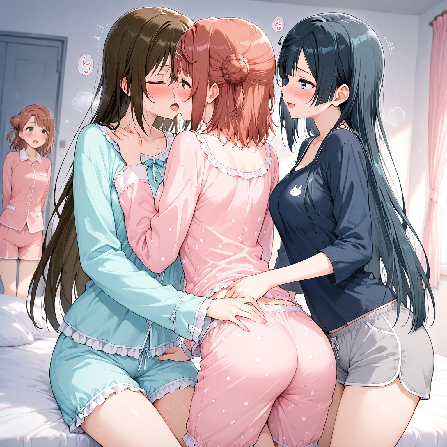 ((NSFW:1.3)),(Textured skin, Anatomically correct, Super Detail, high details, High quality, hight resolution, Best Quality, 1080p,4K),(One-person viewpoint, looking at viewer, subjective:1.5),
((one piece anime style:1.5))

(Multiple girls in Western bed room),(women's Western bed room:1.3),(mid night)
((Multiple girls, 10+girl with, Group photo of the girls, Group photo of the girls:2))
(Girls of adult woman, 28 year old, sexy womens:1.5),(Girls with busts of all sizes:1.5),(Girls with various hairstyles:1.5),
(inviting you to have sex),

((Girls line up showing buttocks:1.5)),
(back shot:1.5),(turn around:1.5),


(Classical maid's uniform:1.5),
nsfw,(skirt lift:1.3),showing off pantie, showing off pussy,

nsfw,(enraptured face:1.4),(naughty expression:1.2),(orgasm smile:1.5),seductive smile, excited smile,
(blush, face blush, blushing:1.3),


(spread pussy wide:1.1),(pussy focus:1.3), (bare pussy:1.3), (Vaginal hole:1.1),(open vagina, vivid pussy, high quality vagina:1.1),anus, ass, (dripping love juice:1.1),
