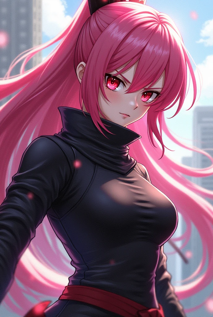 Tokio revengers, Female gender, long pink hair, blue eyes, full picture