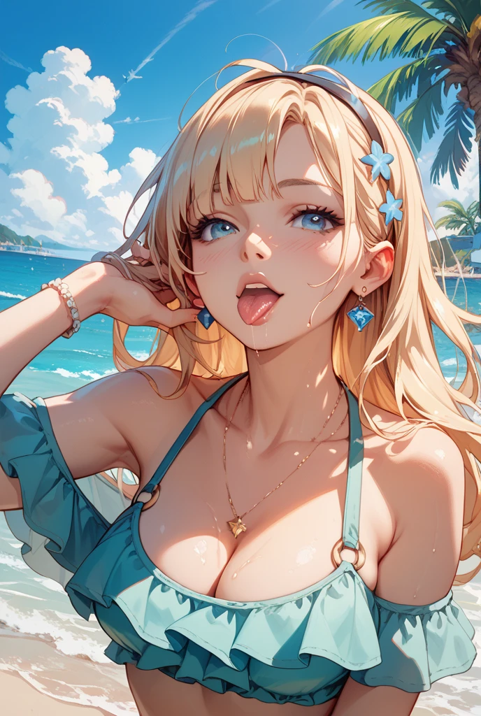 (highest quality:1.4)、High resolution、detailed background)、(detailed beautiful face:1.4)、beautiful and smooth skin、skin texture、professional lighting、beautiful teenage girl、(three women)、(huge breasts:1.3)、
brown hair、braided bob、braided ponytail、braided hairstyles、realistic、perfect body line、attractive thighs、Attractive big buttocks、sunny day、cowboy shot、
(Three beautiful girls enjoying swimming on the sandy beach:1.5)、
playfully splashing water on each other、happy look、smile、open your mouth and laugh、sexual expression、wet swimsuit、wet swimsuitが光る、the whole body is wet、Hair is also wet、cute、
The ruffled top and high-waisted bikini bottoms accentuate your feminine charm.。Choose a patterned or brightly colored bikini to make your look even more cute.、
Create a resort look by pairing a strapless bikini top with a wrap skirt.、For skirts, choose patterned or sheer materials to add a summery touch.、
One-piece swimsuits with ruffles and lace details create a cute look.、
When playing by the water, pairing it with a cap not only looks cute, but also protects you from sunburn.、
Bikinis with cut-out designs give a modern and stylish look、
Choosing something with an intricate design or a combination of different colors will make your unique charm stand out.、
Rash guards are also useful items for sun protection.、
Choose something with a colorful pattern or pop design and pair it with high-waisted bottoms for an active, girly look.、cute
