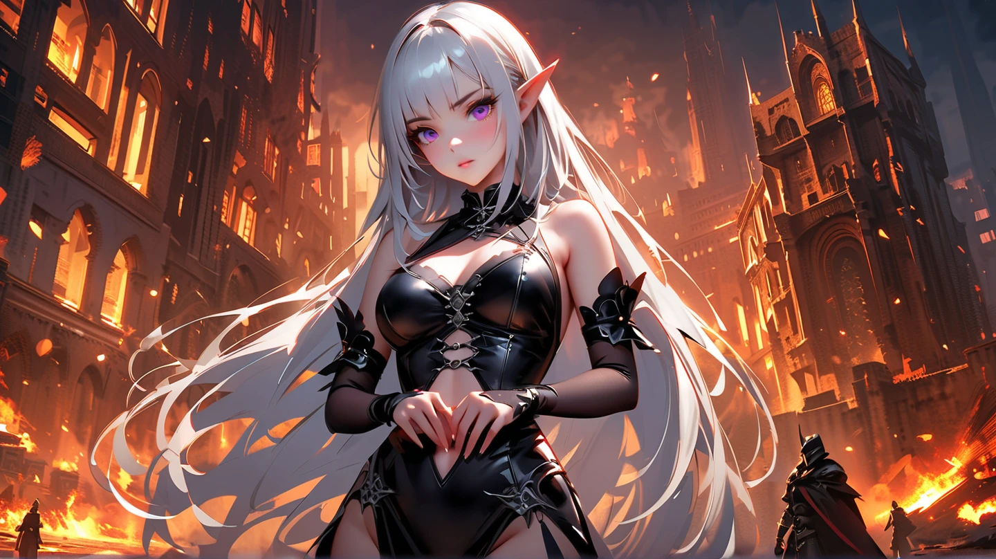 silver hair red eyes dark elf milf