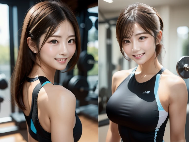 ((Best quality,4K,masterpiece:1.3)),Beautiful woman with perfect body:1.4,(Vest line,Muscular hands:1.2),Dark brown hair,,White yoga pants,Soaked,Gym,Highly detailed face and skin textures,Delicate eyes,Double eyelids,