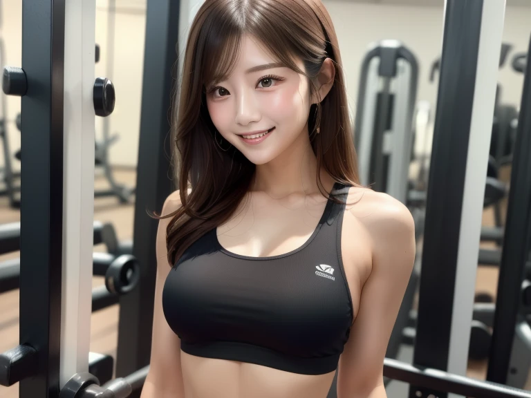 Gym Personal Trainer, Highest quality, shape, Very detailed, In detail, High resolution, 8k wallpaper, Perfect dynamic composition, Beautiful details, Natural Lip,, Sexy and provocative underwear. Underwear digs in., Sweating in the cleavage, She is smiling and teaching me as she straddles me..., A masterpiece of the whole body, Side Short