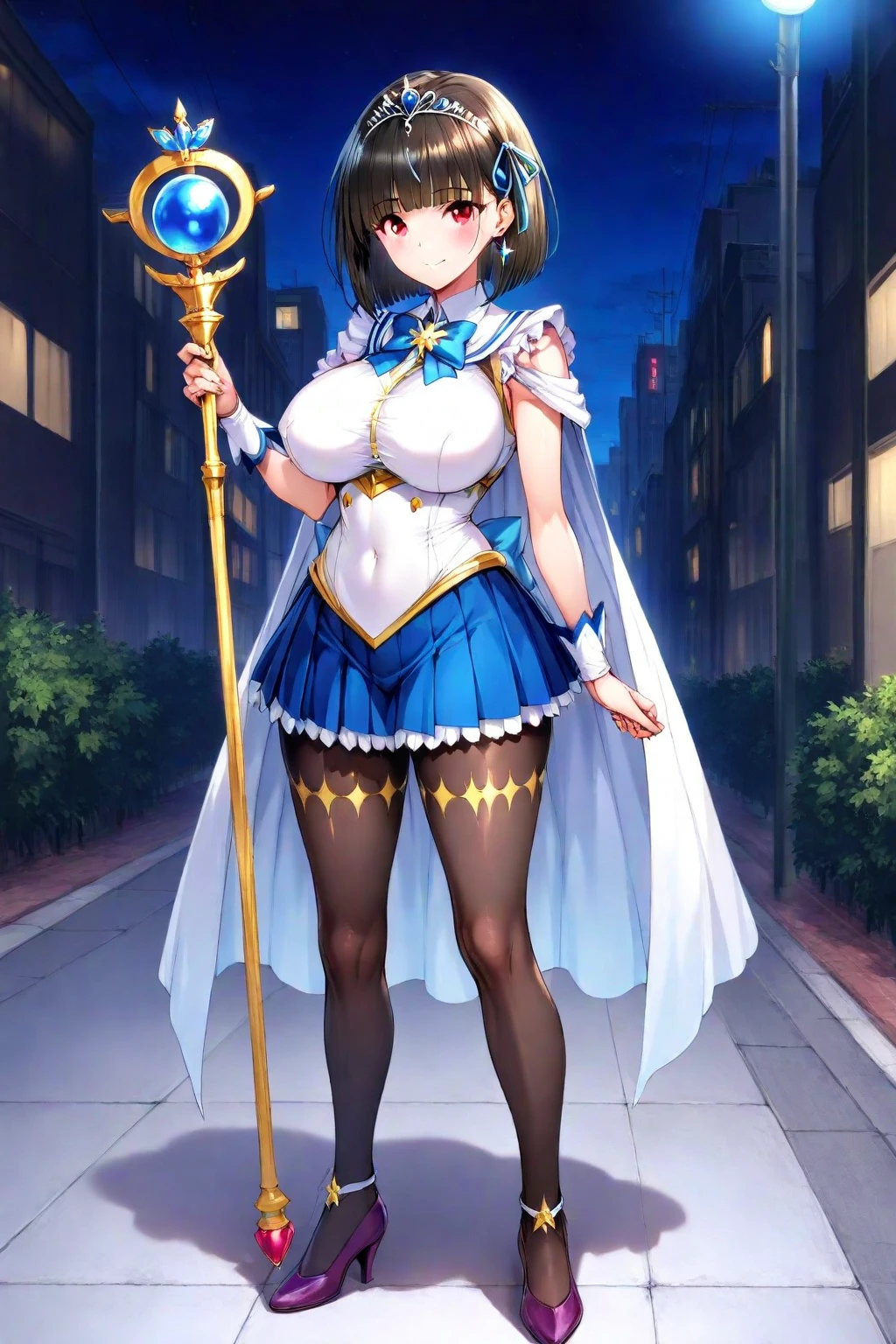 looking at viewer crazy eyes crazy smile full body furude cleavage