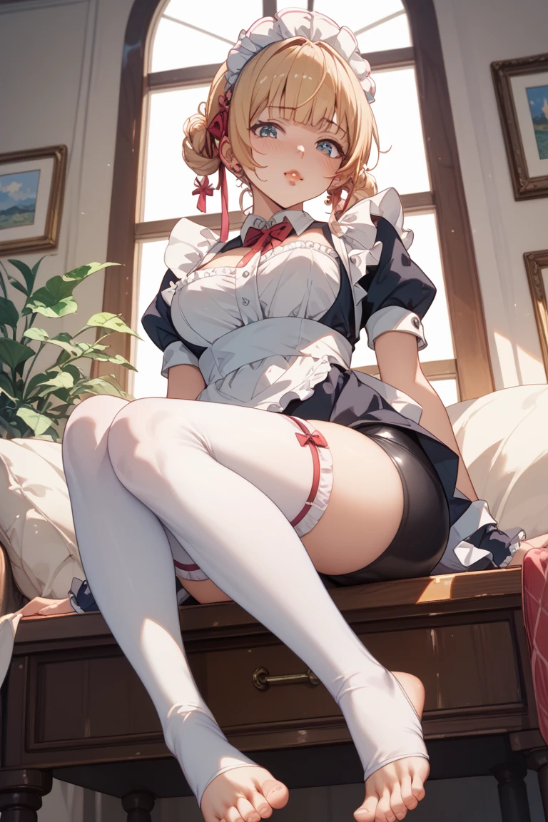 (Highest quality, 8k, masterpiece :1.3),Lizaリン・シュタウト(Lizaのアトリエ),Liza, One woman,Large Breasts,short hair,Brown Hair,hair band,Clothing,hat,White shirt,White camisole,Red shorts,Brown long boots,nsfw,Plump body,Thighs,Full Nelson Pose,Armlock,Piledriver