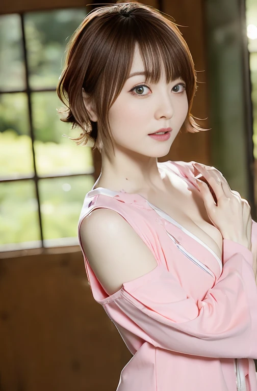highest quality、masterpiece、Ultra-high resolution、(Realistic:1.4)、RAW Photos、日本人の1 girl、alone、Cute 17 year old Japanese idol、Upper body from the waist up、Tabletop、highest quality、1 girl、(beauty、Delicate girl:1.3)、(Japan 17 year old woman:1.3)、Definition of very fine particles、(Symmetrical eyes:1.3)、belly button、(Red bodycon costume:1.3)、Big Breasts、Iris、Very short hair、Chiquita、(Eye and facial details:1.0)、perfectly trimmed fingers、Very sexy