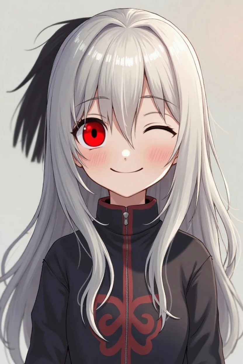 score_9, score_8_up, source_anime, DarkSakura, white hair, red eyes, long hair, hair ribbon, vertical-striped dress, black dress, red stripes, long sleeves, body markings, evil smile, wide eyes, head tilt, hands on own cheeks, <lora:ChamSakuraMatouPonyXL:1>
