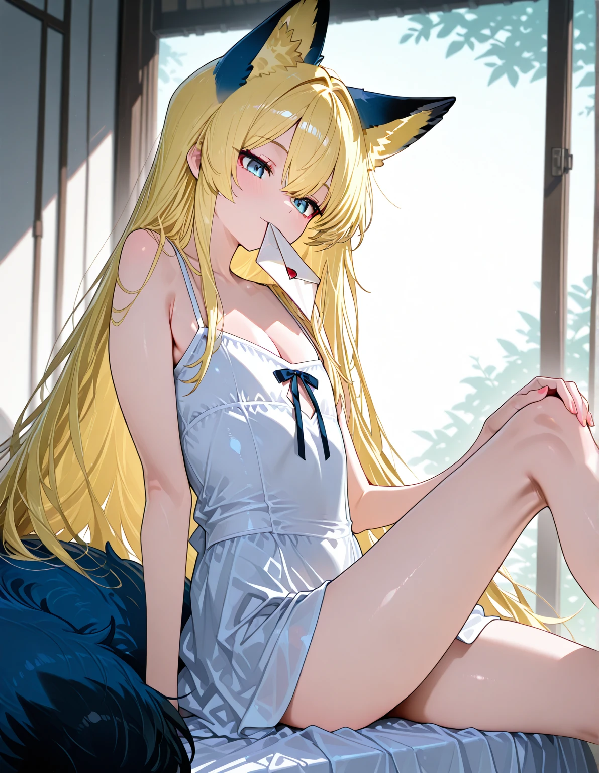 2 anime girls, touching, fox tail, fox ears, sexual, erotic.