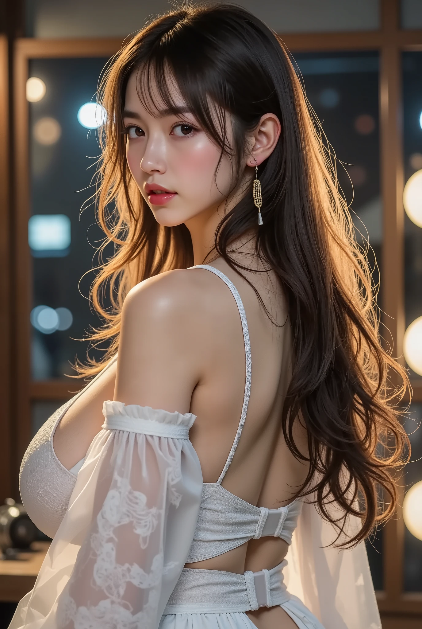 1girl in(Rose), (2 0 years old:1.2), Cute Girls, famous Japan idol, Charming, NSFW,, 、A sexy, hetero, , teats,, toppless,,, extremely detailed ??????, (Colossal tits:1.4), cleavage of the breast、、Realistic body, Little, light skinned, shinny skin, Slender figure, good physical shape, Black-haired,, (Twin-tailed:1.2), (hair wavy:1.2), (Dull bangs:1.2), A smile, , kale, Maid Cute, 年轻, , cute  face, cute  face, Lifelike face、makeups、、powder blusher、beautifully detailed eyes、drooing eyes、roundly eyes、(beautiful tbig eyes:1.2)、Large black eyes、Beautiful and clear eyes、eye make up、eyeshadows、二重まぶた、tear bags、(White twine:1.2)、a choker、耳?????? Ring、jewely、(Hair ribbons:1.2)、looking at the viewers、cowboy  shot、direction、dynamicposes、is standing、front-facing view、in a house、cafes、coffee shop、 Riman、Protruding ??????, s ass, cute little、Face like a doll、Lady、ｔUnderpants、Sexual attraction、Big eyes、huge-breasted、Ultra-thin constriction、big butts、Crowded、Sukesuke underwear、erotick、A sexy、8 Head Body、styles、modeled、Beautiful balance、Young idols of Japan,Revealing underwear、Very small underwear,Looking at the front、Emphasis on the chest、Guess child、Ultimate cuteness、The Ultimate Body、ultimate picture quality,Ultimate Small Face.The ultimate slender belly、Beautiful hands、Ultimate Big Breasts、K-pop idols、Won-yong、undergarment、black pink,Sexy body