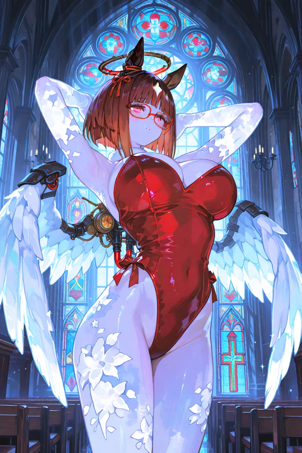 (masterpiece, best quality:1.3), (from below:1.3), perfect face, expressive eyes, 1girl, looking at viewer, 14 years old, (slim body, small breast:1.3), beautiful, anime, girl, lora, talim, 1girl, dark skin, black hair, braid pigtails, white hat, arabic clothes, see-through, (topless, covering chest by hands:1.5), (corrupt, brainwashed, hypnotized, mind controlled:1.5), (ahegao:2.0), (big cute eyes:1.5), (empty eyes, simple eyes, glowing red pupils:2.0), (crotch tattoo, glowing tattoo:1.5), (night, dark castle inside, magic circle:1.5)