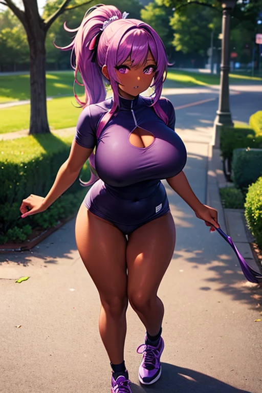 (8k, best quality, masterpiece:1.2), (realistic, photo-realistic:1.37), ultra-detailed, 1 girl,cute, solo, ,beautiful, leelah, , blue hair, pink hair, two-toned hair, multicored hair, hair bunlue eyes:1.5), bandaid, bandaid on face, , smiling,, full body view, , whole body shot, , , nsfw, choker, white swimsuit, big breasts, , purple hat, big thighs, thick thighs, , loose socks, leg warmers, shoes, busty