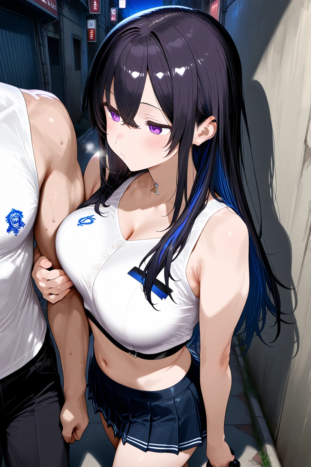 ((masterpiece)),((best quality)),(ultra-detailed),(an extremely delicate and beautiful),detailed backgroud, ((((1woman,tall stature)))and(((1shota boy,short stature)))),((((hetero)))),(height difference),(((wrestling ring))), (1woman),((((silver wolf/(Honkai:star rail/)))),(curvy:1.4),(huge breasts), pale skin,shiny skin, long hair,ponytail ,drill hair,hair between eyes, eyewear on head, navel, midriff,((She wears jacket, black jacket, sunglasses, gloves, black gloves, fingerless gloves, shorts,black shorts, shirt, white shirt, choker, crop top, fur trim)),(rolling eyes:1.4),(ahegao),(trembling),clothing aside, reverse suspended congress,face-to-face,((soul kiss)),tongue out,saliva trail,orgasm,pussy, sex, sex from behind, ((((female ejaculation)))),spoken heart,(cum in pussy:1.4),cum on clothes,cum on breasts,cum in mouth,cum on hair,(excessive cum:1.4), ((((1shota boy)))),(petite),penis,dark-skinned shota boy,interracial,