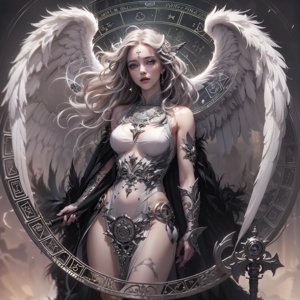 (Masterpiece), (Best Quality: 1.4), absurdities, [:intricate details:0.2],witch, angel wings, milky way, sky, bright aura, intense focus, crackling energy, mysterious symbols, bright specks,Paticulas,many details, feathers, feathered wings, angel wings, 