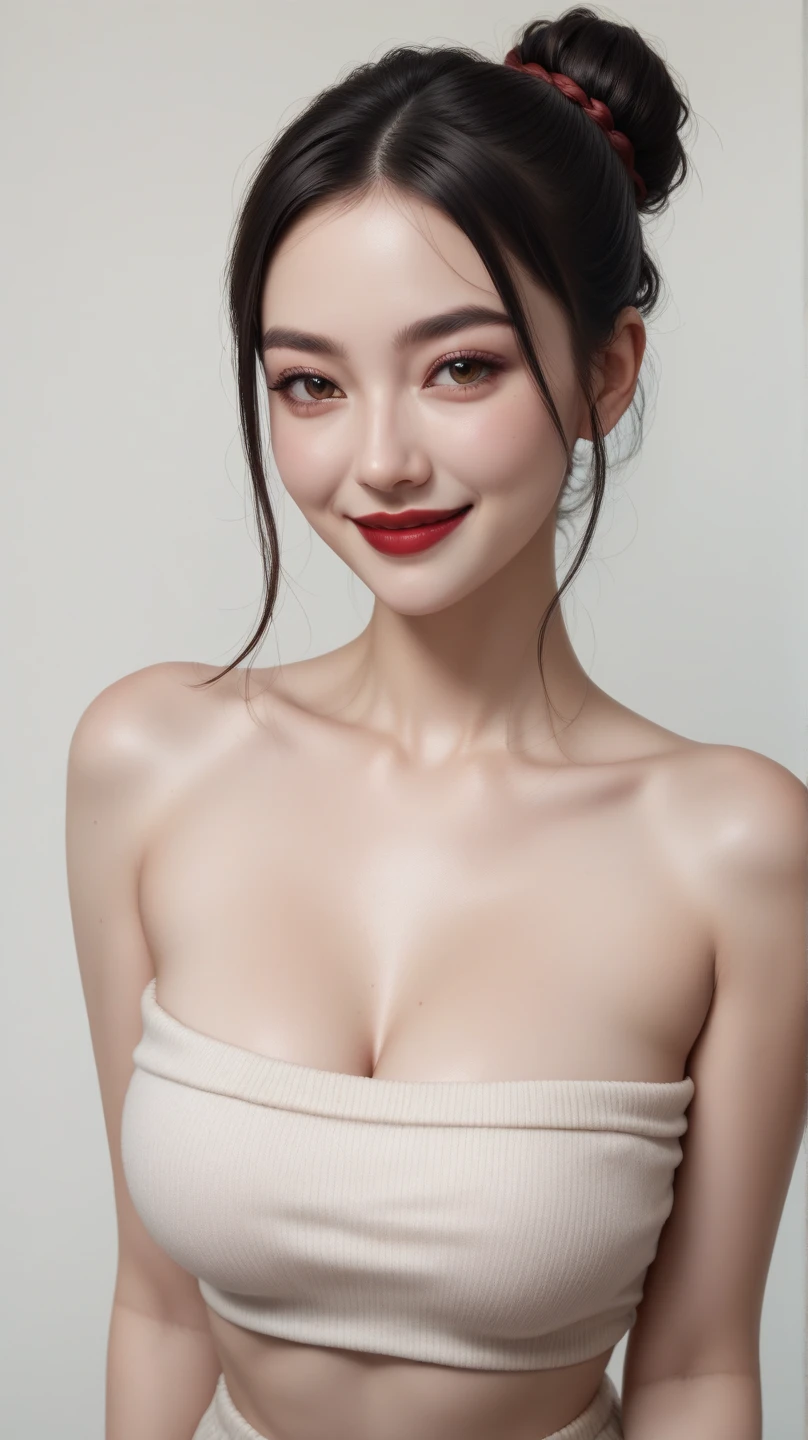 adorable, 1 girl, (face to face), 10 years old, baby face, happy, half body portrait, (face details: 1), (eye details:1), ((big breasts)). wearing transparency long shirt, .. Cute posed. proportional body. Ultra High Res. realistic: 1.4, UHD (((smooth bald head)))