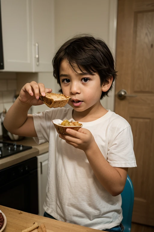 Create the image boy eating food