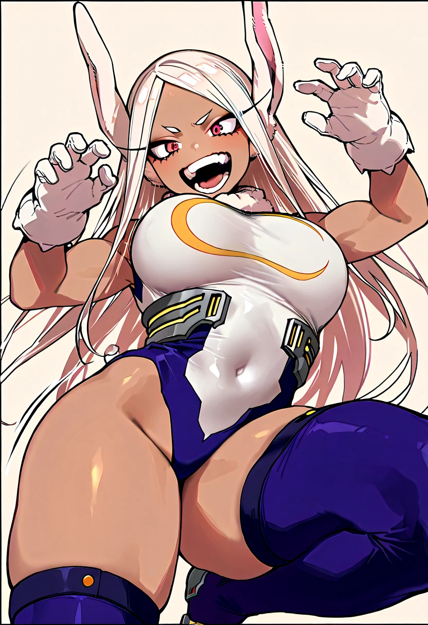 score_9, score_8_up, score_7_up, score_6_up, score_5_up, score_4_up, NSFW, Partial Nudity, (mirko:0.7), detailed eyes, bright red eyes, emotive face, blushing, Big Anime breasts, very ripped clothing, 2d Body, My Hero Academia Anime Style, (bedroom:1.2), Cell Shaded, Anime Anatomy, shy, thin outline, puffy areola, Rating_Explicit , legs up resting , seductive pose , visible private parts , hot