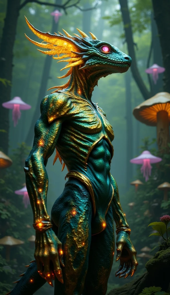 solo, male, (fit, abs), (male anthro lizard):1.3, orange body scales, white belly, (laying on back):1.3, (kemono:1.4)
(touching thong straps) (black thong, red pattern:1.2),
detailed eyes, lizard  tail, bulge, ((body portrait)), 
, (detailed eyes, green eyes, glowing eyes):1.1,
(outdoors:1.35),   forest, candle, night, (particles ,firefly, blue glowing):1.3, 
detailed background, photorealistic, realistic hands, 8k HD,
(dark shadows, wide dynamic range, hdr, low light:1.2),
by (by Pino Daeni, (by ruaidri), (by virtyalfobo), (by Kenket).