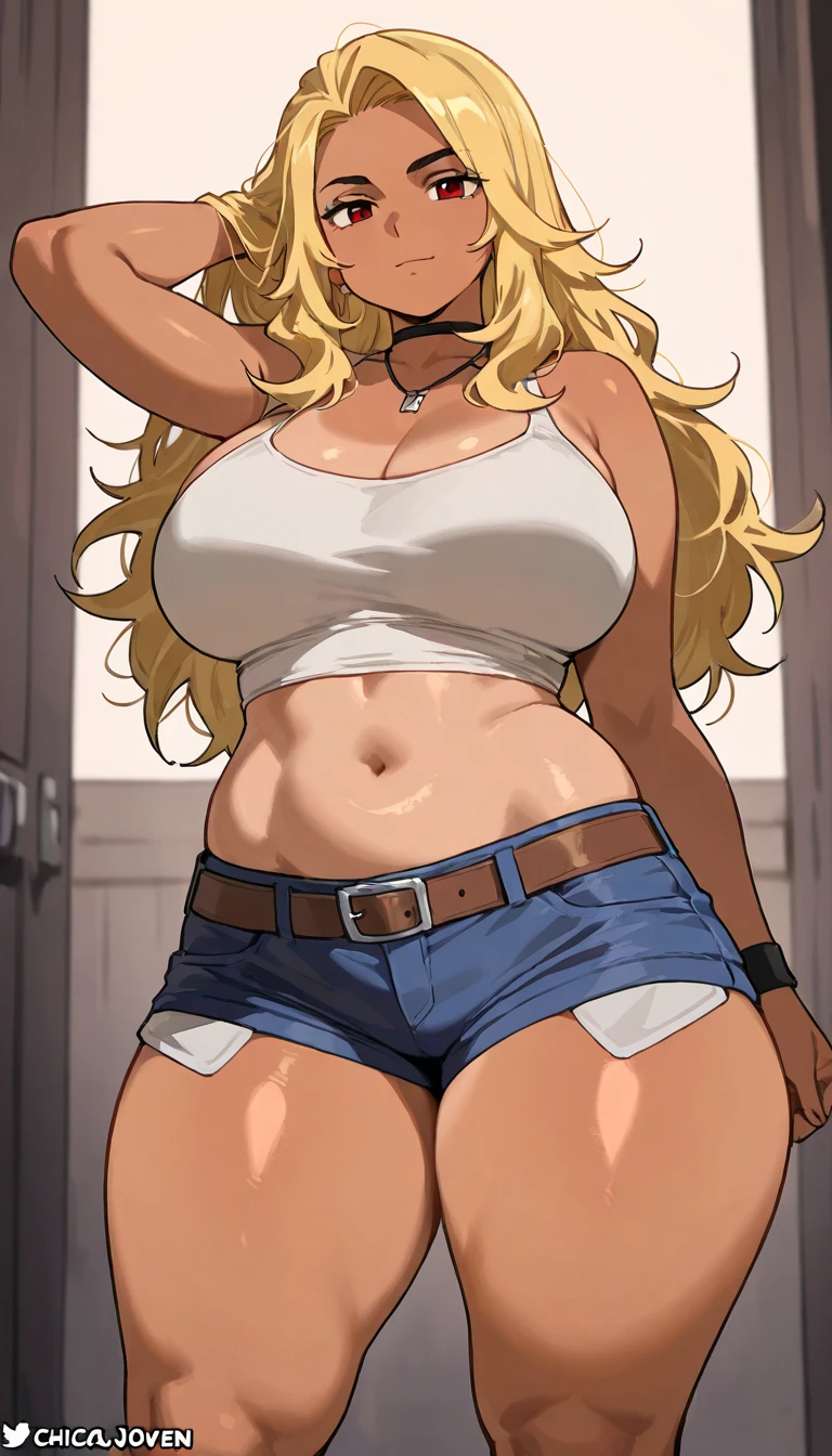 samus aran, facing viewer, ponytail, large breasts, hair tie, crop top, navel, jeans, standing straight, peeing herself, wetting herself, very large peeing stain, huge pee stain, best quality, ultra-detailed, HDR, studio lighting, professional, vivid colors, sharp focus, physiologically-based rendering, bokeh, landscape, soft lighting, dynamic shadows, hands on hips, embarrassed, humiliation, blushing, angry, tears, (desert:1.5), (sand:1.5), rocks, (canyon:1.5), day, daytime