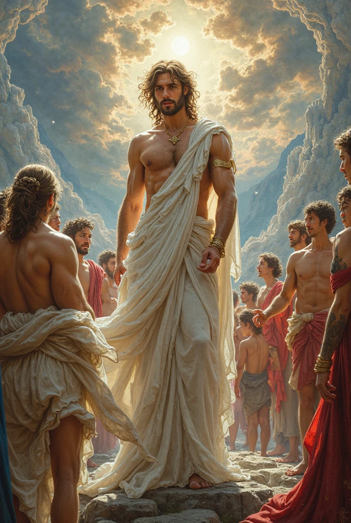 greek gods, Zeus,hera,Demeter,Hades,Poseidon,hestia,muscular, in Olympus,breasts, big breasts, emotional, smiling, full blush, naughty face, mischievous, masterpiece, High resolution, necessary, anatomically correct, The best quality, Awarded many times, Damaged, detail, details altos, HD Model, quality, high quality, Very detailed, retina, textured skin, UHD,