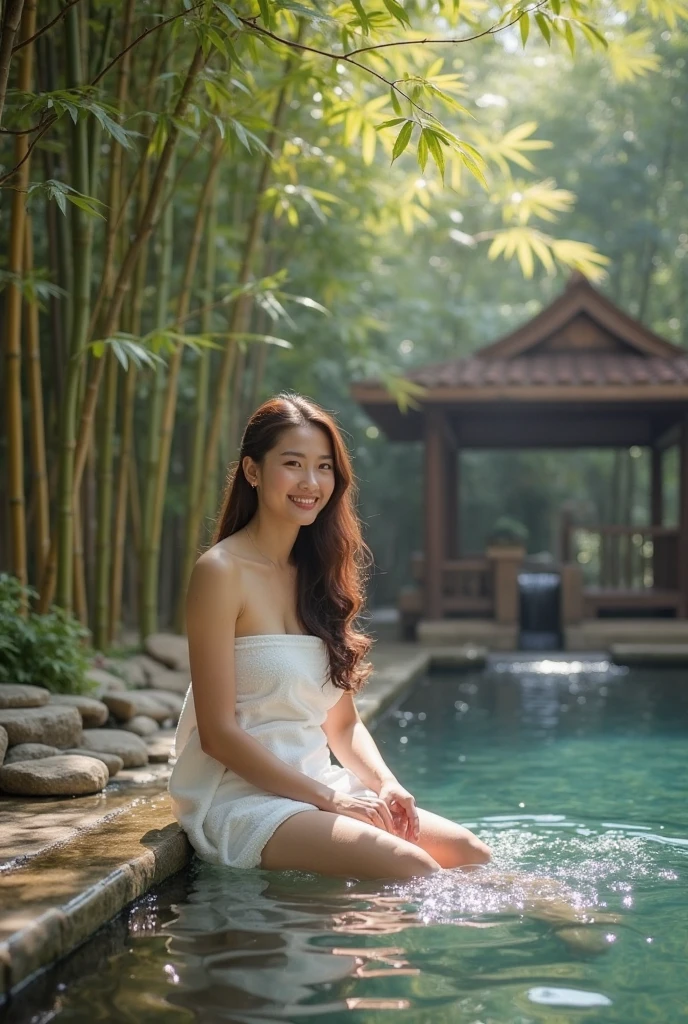 Jasmine, 1girl, solo, realistic, photorealistic, high quality picture, 8k, high resolution, detailed quality, film grain, natural photo, ultrarealistic, (((25-years-old))), ((detailed wrinkles in her face)), FILIPINA, (Background: Thailand), (((SLIM))), ((THIN)), (Slender) ((Jet-black hair)), Light smile, fully clothed, Pose: Sitting, ((sitting on her patio in her house in Thailand)), Night time, full shot