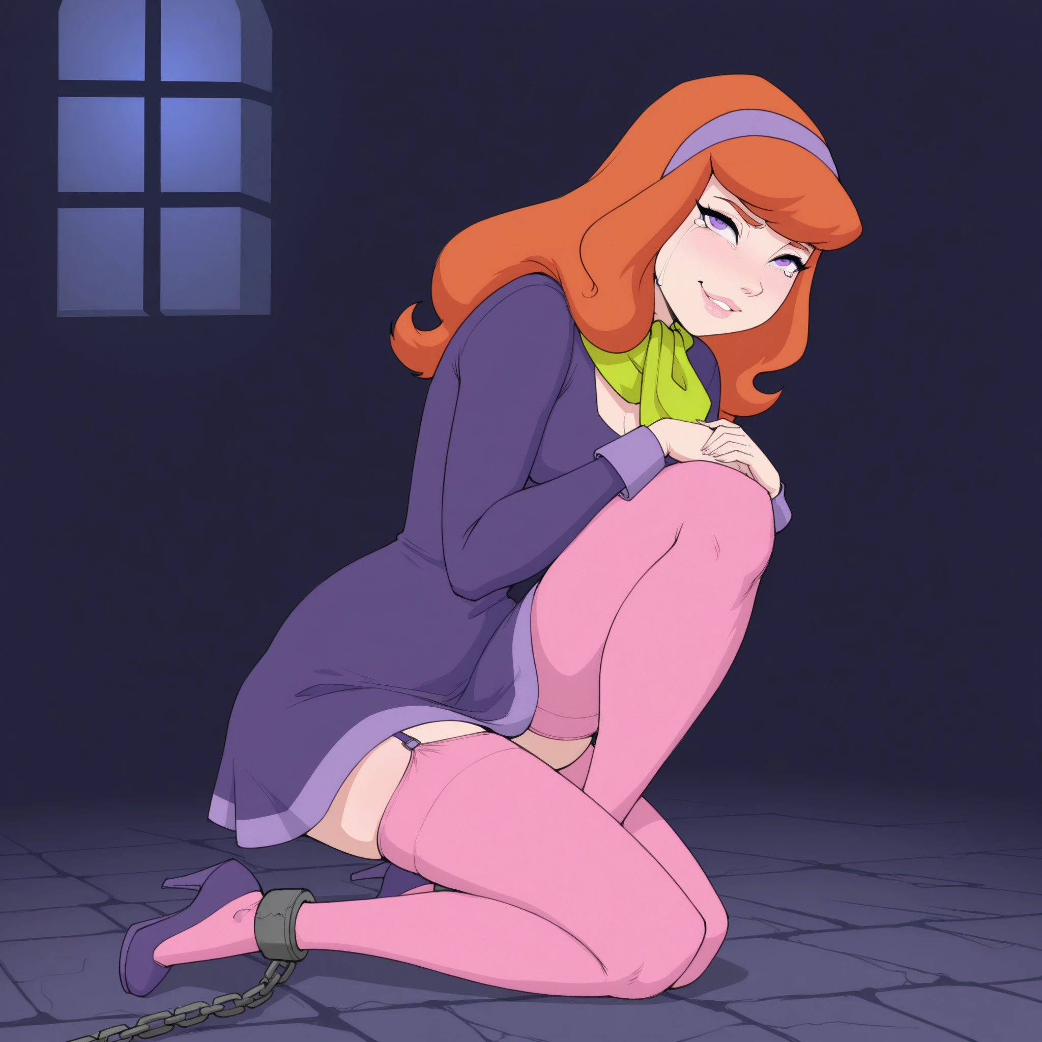 NSFW, perfect digital art wallpaper 8k full body rendering human race a very beautiful 16 year old girl with blushing white skin and purple hooded orange hair Sheila Dungeons & Dragons with very handsome man sticking his dick in her pussy multiple penetration cumming a lot ultra realistic
