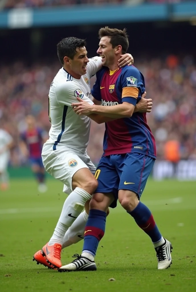 Messi massaging Cristiano Ronaldo's feet and kissing them