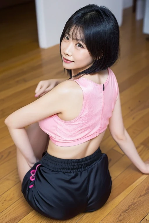 Japanese　woman　Bob Hair　Light purple panties　