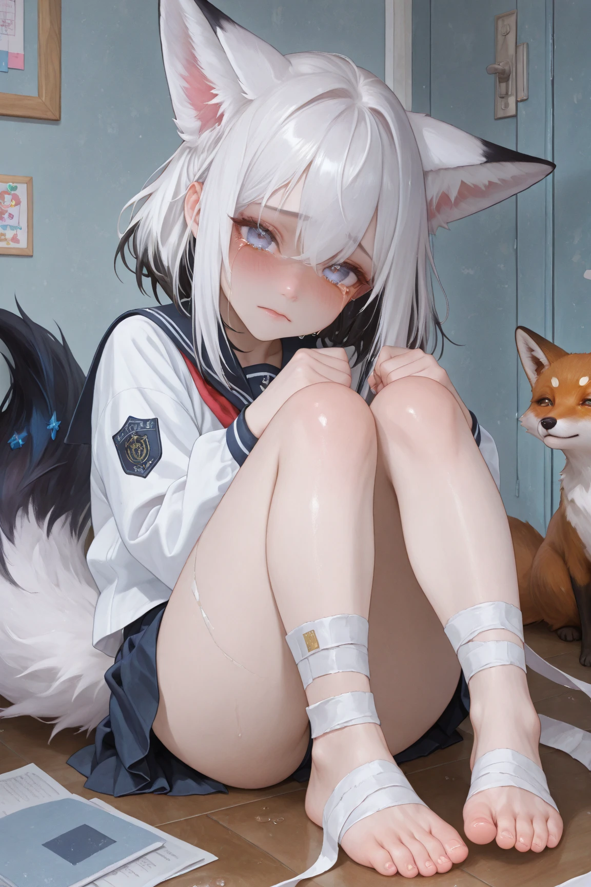 1girl, Orelha de animal fluff, orelhas de animais, franja, Casaco Preto, seios, buds, casaco, folded arms, orelhas de raposa, raposa menina, Altas, seios grandes, cabelos longos, Olhando para o Viewer, boca aberta, parcialmente desabotoado, caminho, echarpe, camisa, Sobrancelhas Curtas, sorrir, sozinho, Standing, Rua, tail, sobrancelhas grossas, parte superior do corpo, camisa branca, de baixo