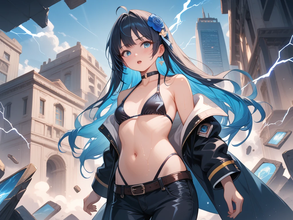 kofune_mio
dark skin
short hari
KK-70
 BLUE ONE-PIECE SWIMSUIT
hires, best quality, official art, nsfw, best anatomy,