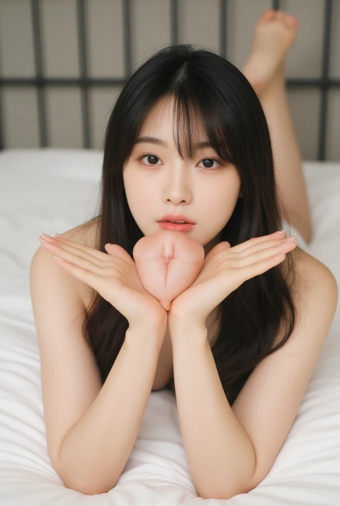 [photo realistic],masterpiece, super fine, best quality, light particles, ultra-detailed, 8K, (bright colors:1.2),japanese, young girl,ashidamana,black hair,lonh hair,navel,(nude),nipple,(orgasm face), ecstasy,blush, (man:1.3), (vaginal,sex),(penis), hetero, (lying:1.4), (girl spread legs:1.4),(man catch a girls thigh), (intense Sex:1.6),((girl raise a ass)) (cum out), (bedroom), sunlight, (pov)