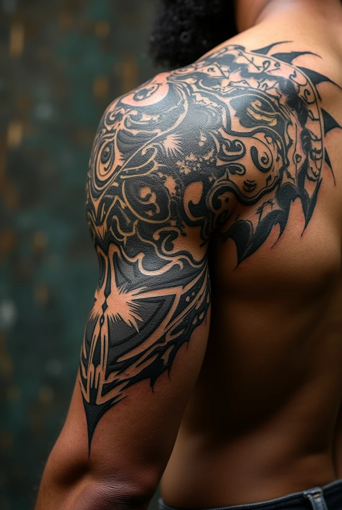 A tattoo that is a tribal that has a design that implicitly has the strength 
 
