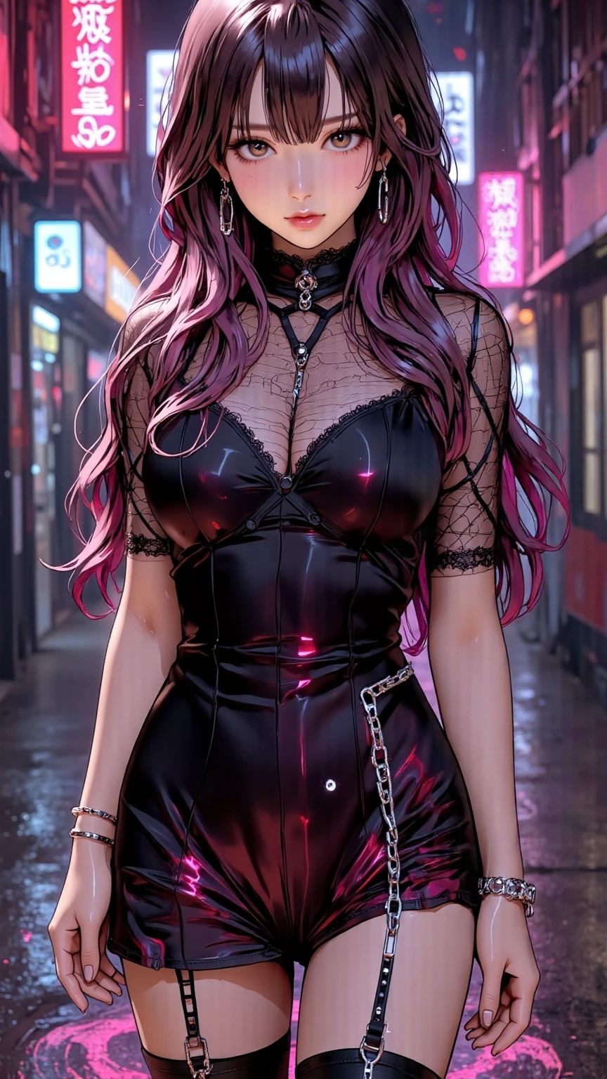woman,Night city,wind,披wind,Black leather jacket,Catwoman,Rogue,Whip,((插画wind格))
