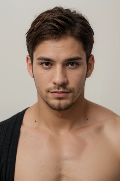 Men, portrait, organge shorf hair, hair chest