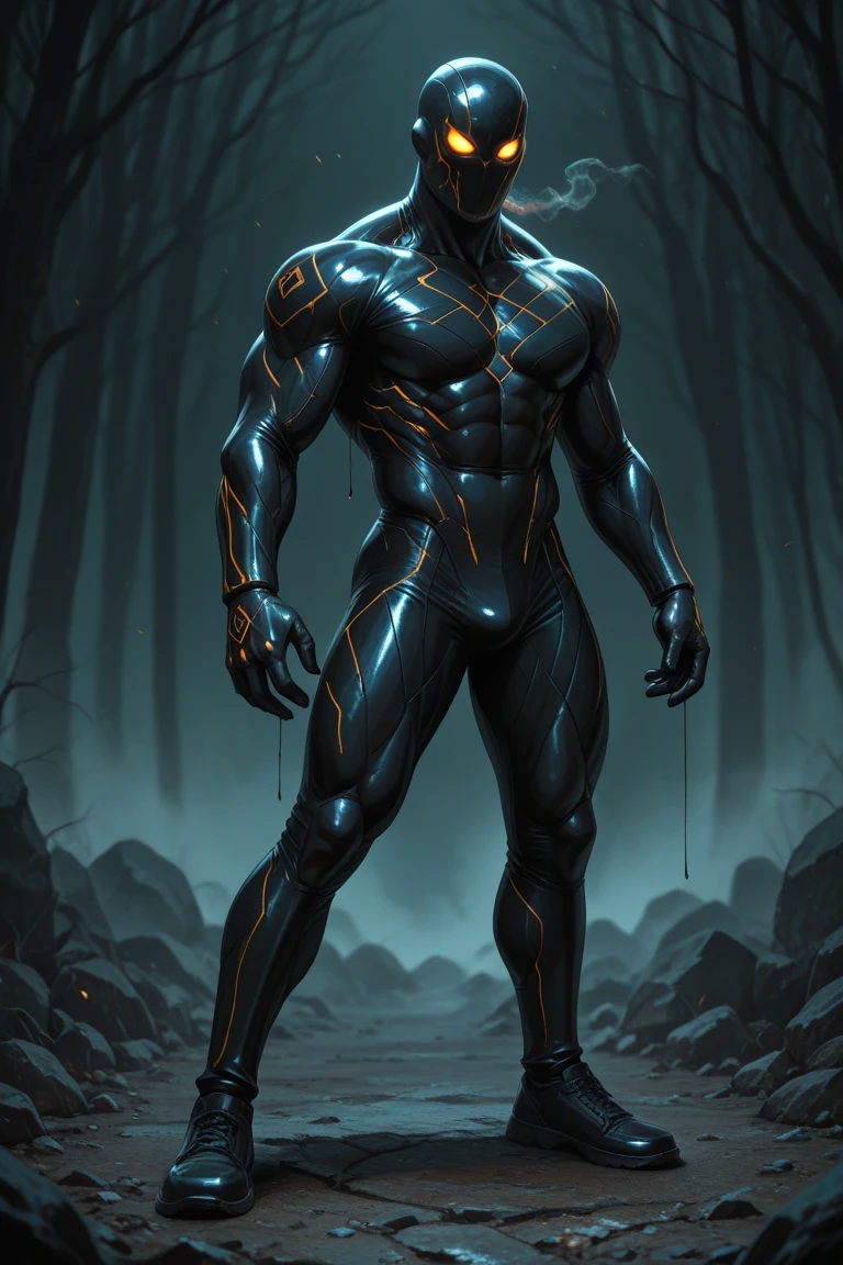 (Best quality), masterpiece, very courageous and courageous, extremely detailed, 2k wallpaper, amazing, finely detail, extremely detailed, 8k wallpaper, huge file size, ultra detailed, a high resolution, soft light, Tan skin, extremely detailed eyes and face, beautiful detailed nose, beautiful detailed eyes, Light on your face, I look at the viewer, (1 person, mature face), realistic face, realistic body, big bulge, man, 30 years, very short haircut, shaved temples, Red hair, Blue eyes, thick stubble, Dressed in a black latex suit, A full body suit, posing in full height, against the background of mountains and forest, climbing the mountains,