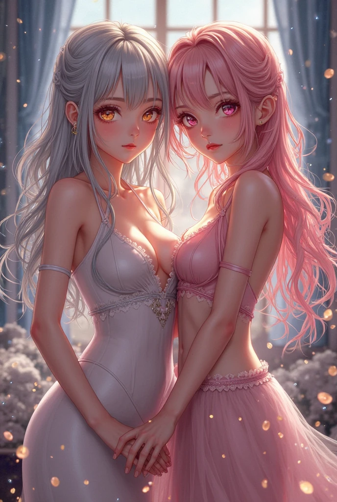 pink、Prostitute、Evening Dresses、Eyes Wide Open、Sleeping together、Big Breasts