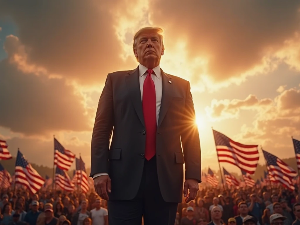 Muscular Donald Trump showing biceps