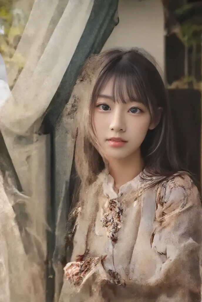 Renaissance painting, Japanese beautiful girl, Small eyes, Single-lidded eyes