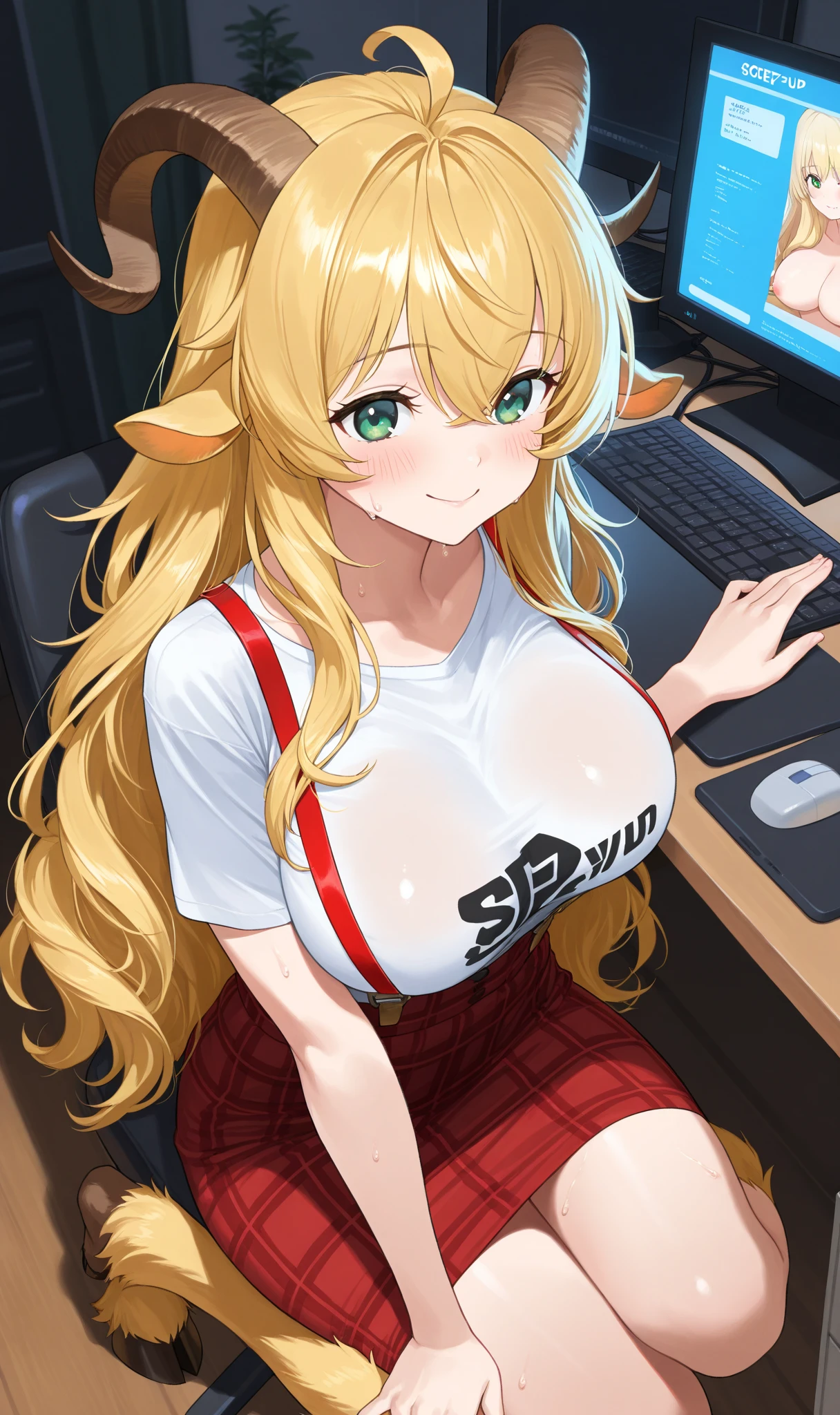 ,One girl, Perfect breasts, ,Big Breasts,View your viewers, blush, Large Breasts, smile,Big smile, sexy,sex,(orgasm:0),Blonde,Braid,Nipples,vagina,Lillie-pokemon,Holding a sign,Long eyelashes,Guide,Eye highlights,Close your mouth,
