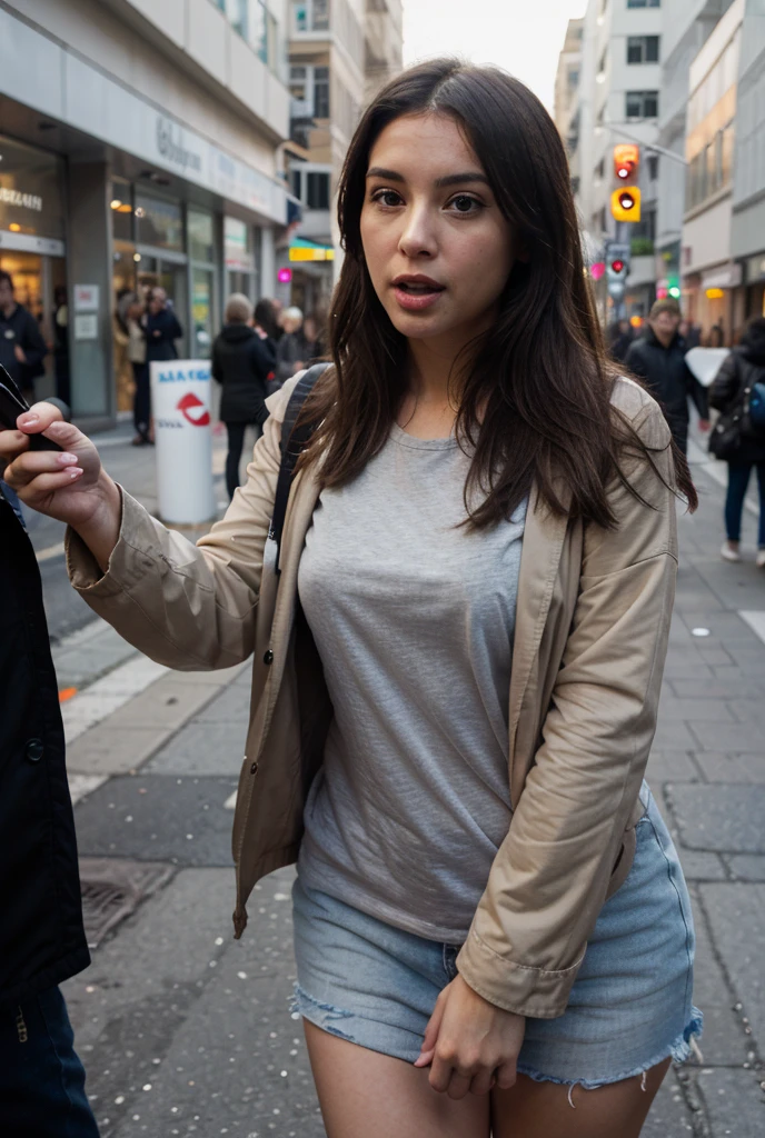 8K, photorealistic, photo of a 30 years old woman at the strip mall, with age-appropriate wrinkles, completely naked, pubic hair, standing, perfectly-centered, cowboy shot,